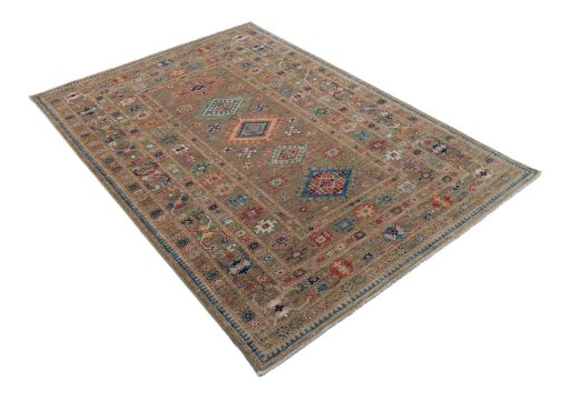Close-up detail of New Kazak rug from Pakistan showing Wool weave
