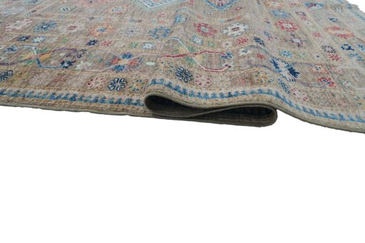 Full view of New Kazak rug from Pakistan, 200 × 147 cm in Green tones