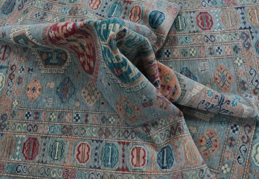 Close-up detail of New Kazak rug from Pakistan showing Wool weave