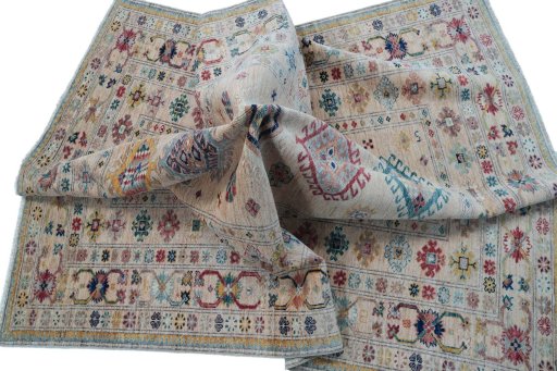 Close-up detail of New Kazak rug from Pakistan showing Wool weave