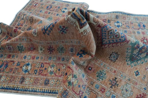 Close-up detail of New Kazak rug from Pakistan showing Wool weave