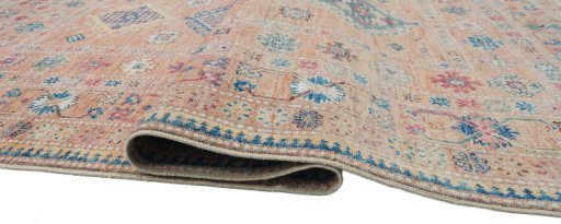 Full view of New Kazak rug from Pakistan, 210 × 149 cm in Yellow tones