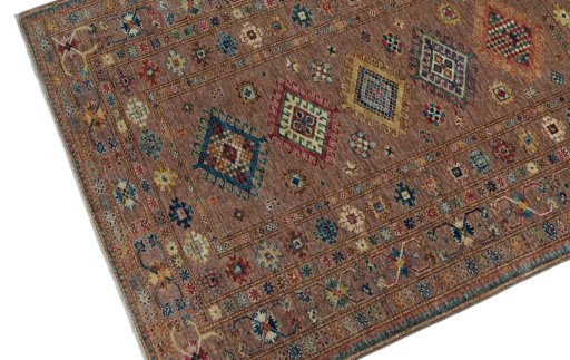 Surface texture of New Kazak rug with natural Wool and intricate pattern