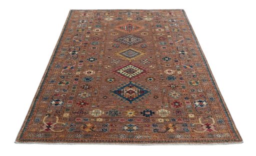Close-up detail of New Kazak rug from Pakistan showing Wool weave