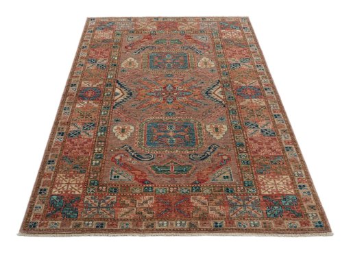 Surface texture of New Kazak rug with natural Wool and intricate pattern