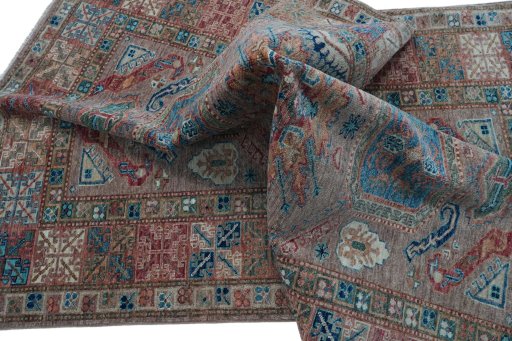Close-up detail of New Kazak rug from Pakistan showing Wool weave