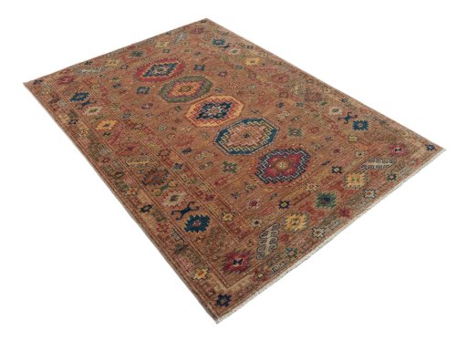 Close-up detail of New Kazak rug from Pakistan showing Wool weave