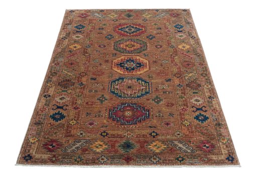Surface texture of New Kazak rug with natural Wool and intricate pattern