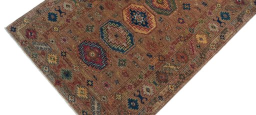 Backside of handmade New Kazak rug showing knot structure and weave density