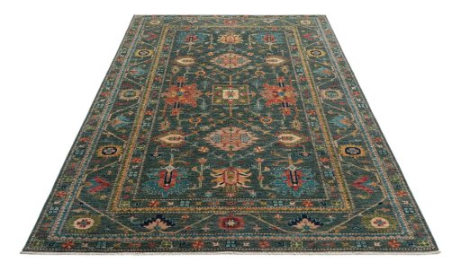 Surface texture of New Kazak rug with natural Wool and intricate pattern
