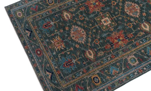 Backside of handmade New Kazak rug showing knot structure and weave density