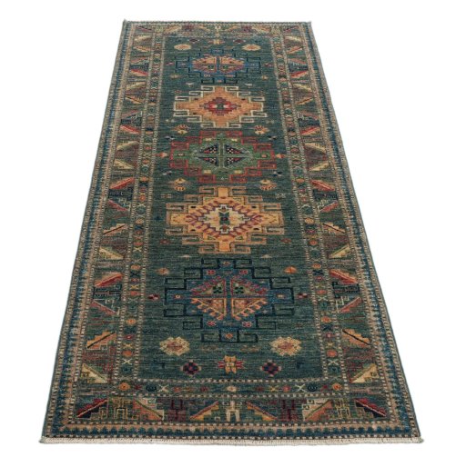 Surface texture of New Kazak rug with natural Wool and intricate pattern