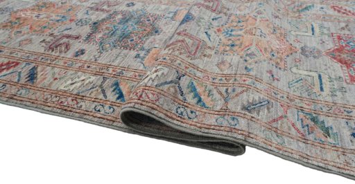 Full view of New Kazak rug from Pakistan, 255 × 78 cm in Gray tones