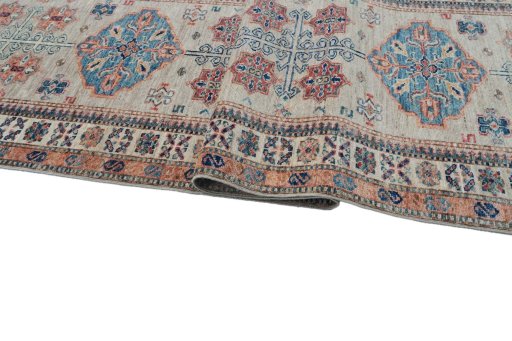 Close-up detail of New Kazak rug from Pakistan showing Wool weave