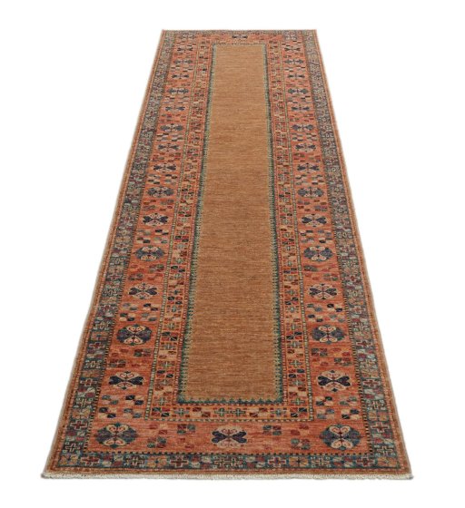 Surface texture of New Kazak rug with natural Wool and intricate pattern