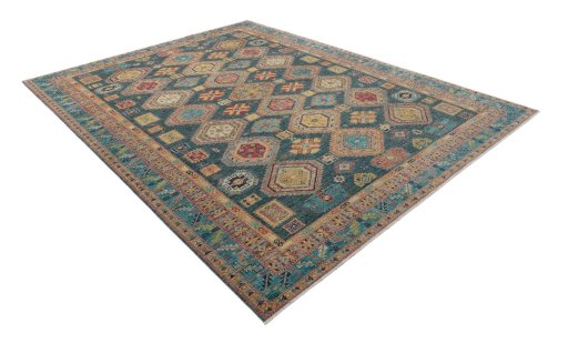 Close-up detail of New Kazak rug from Pakistan showing Wool weave