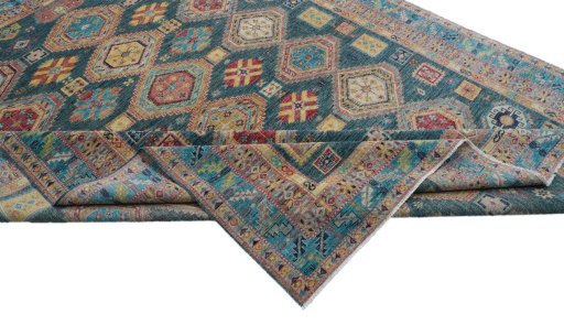 Central medallion detail of New Kazak rug from Pakistan