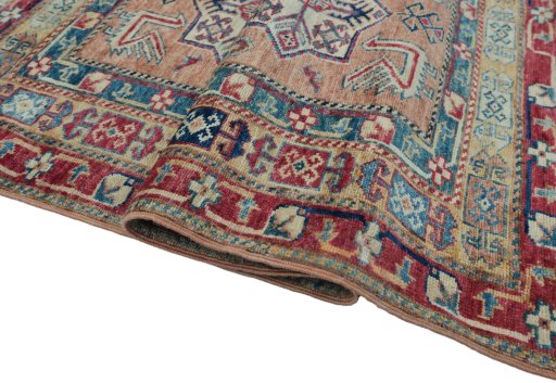 Close-up detail of New Kazak rug from Pakistan showing Wool weave