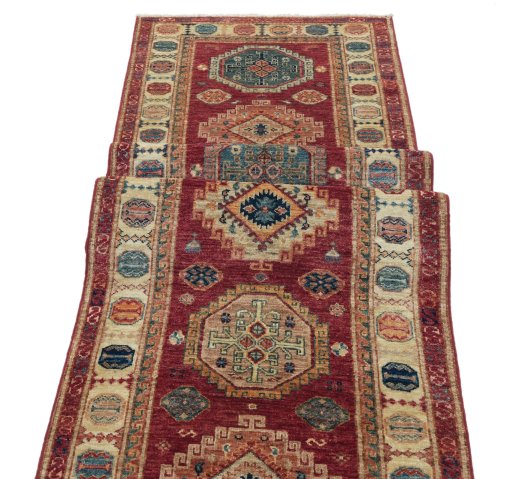 Central medallion detail of New Kazak rug from Pakistan