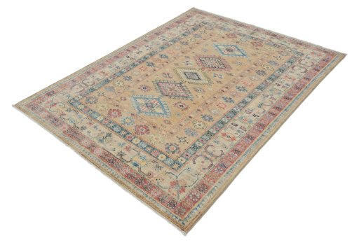 Close-up detail of New Kazak rug from Pakistan showing Wool weave