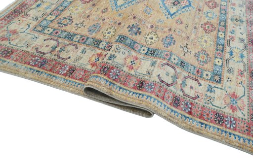 Close-up detail of New Kazak rug from Pakistan showing Wool weave