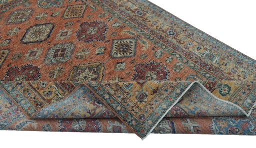 Central medallion detail of New Kazak rug from Pakistan