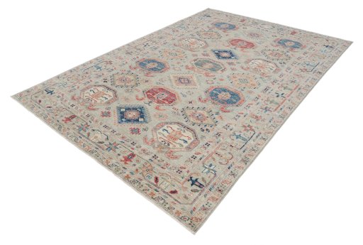 Close-up detail of New Kazak rug from Pakistan showing Wool weave