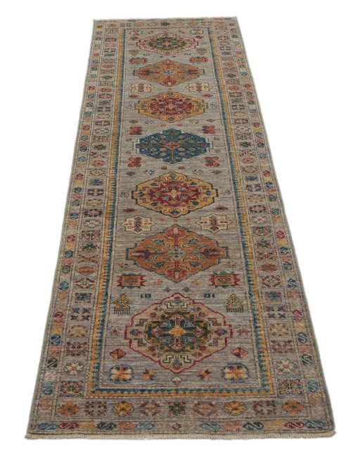 Surface texture of New Kazak rug with natural Wool and intricate pattern