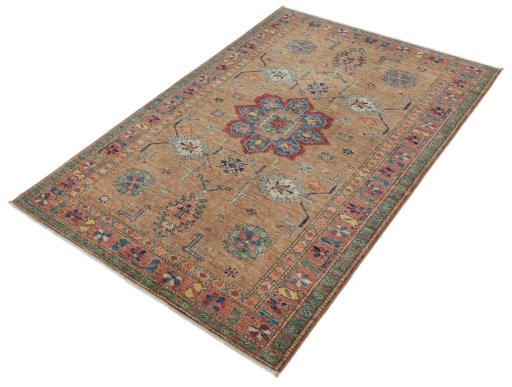 Close-up detail of New Kazak rug from Pakistan showing Wool weave