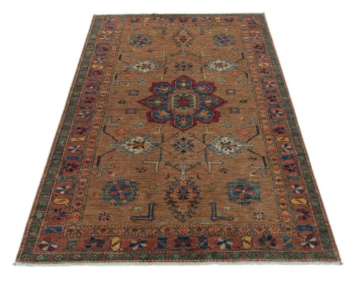 Surface texture of New Kazak rug with natural Wool and intricate pattern