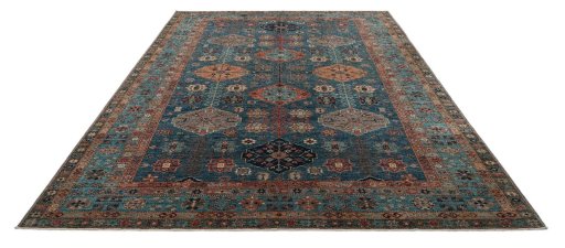 Surface texture of New Kazak rug with natural Wool and intricate pattern