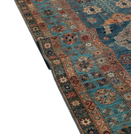 Close-up detail of New Kazak rug from Pakistan showing Wool weave
