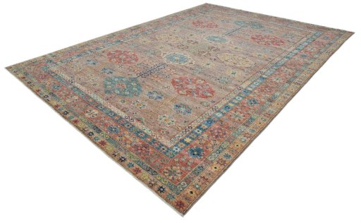 Close-up detail of New Kazak rug from Pakistan showing Wool weave