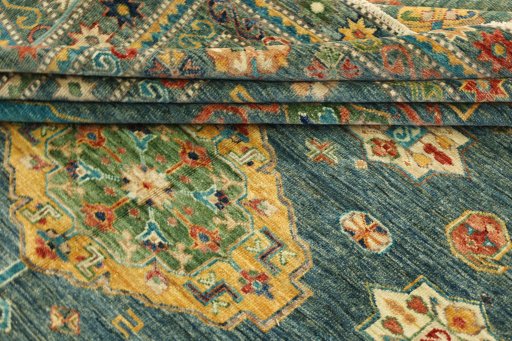 Surface texture of New Kazak rug with natural Wool and intricate pattern