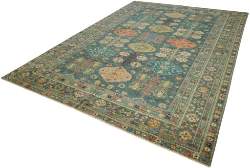 Close-up detail of New Kazak rug from Pakistan showing Wool weave