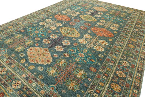 Central medallion detail of New Kazak rug from Pakistan