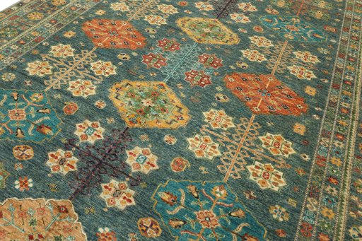 Close-up detail of New Kazak rug from Pakistan showing Wool weave