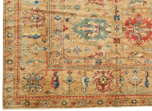 Close-up detail of New Kazak rug from Pakistan showing Wool weave
