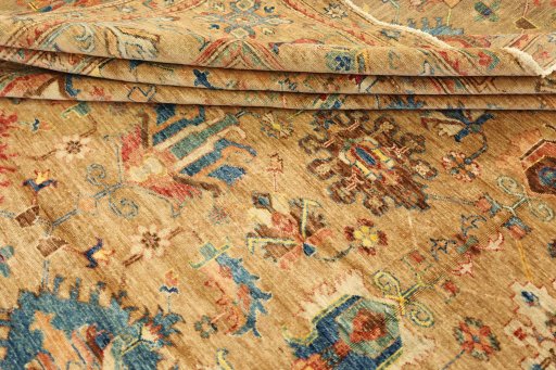 Surface texture of New Kazak rug with natural Wool and intricate pattern