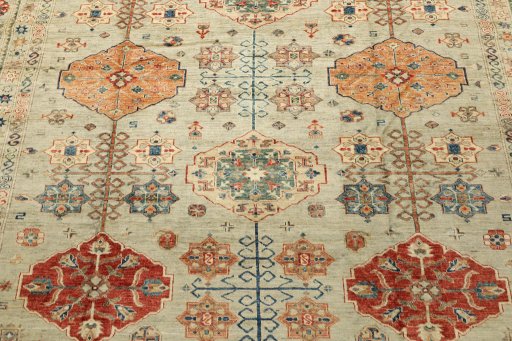 Close-up detail of New Kazak rug from Pakistan showing Wool weave