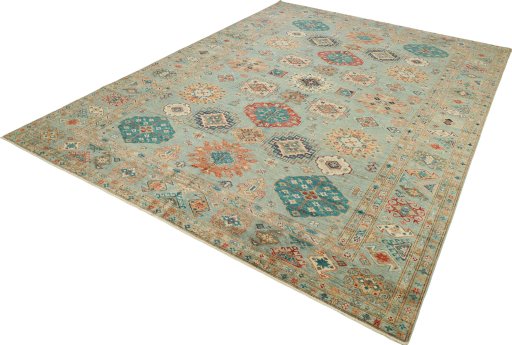 Close-up detail of New Kazak rug from Pakistan showing Wool weave