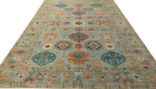 Surface texture of New Kazak rug with natural Wool and intricate pattern