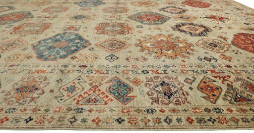 Close-up detail of New Kazak rug from Pakistan showing Wool weave