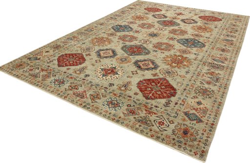 Close-up detail of New Kazak rug from Pakistan showing Wool weave
