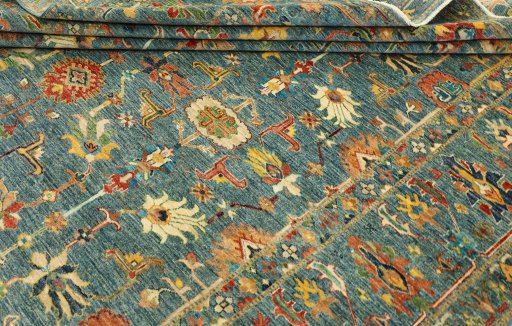 Close-up detail of New Kazak rug from Pakistan showing Wool weave