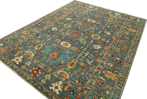 Close-up detail of New Kazak rug from Pakistan showing Wool weave