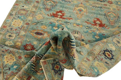 Surface texture of New Kazak rug with natural Wool and intricate pattern