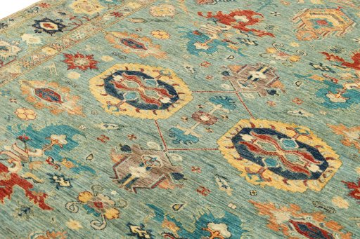 Close-up detail of New Kazak rug from Pakistan showing Wool weave