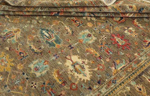 Close-up detail of New Kazak rug from Pakistan showing Wool weave