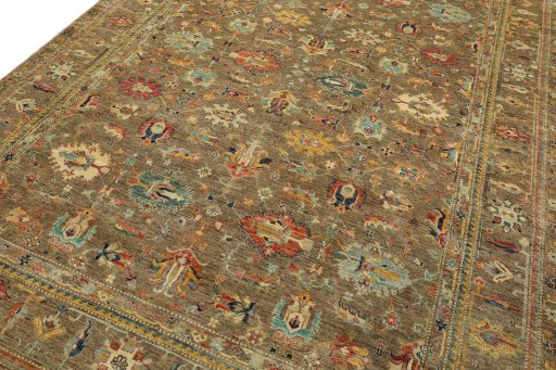 Close-up detail of New Kazak rug from Pakistan showing Wool weave